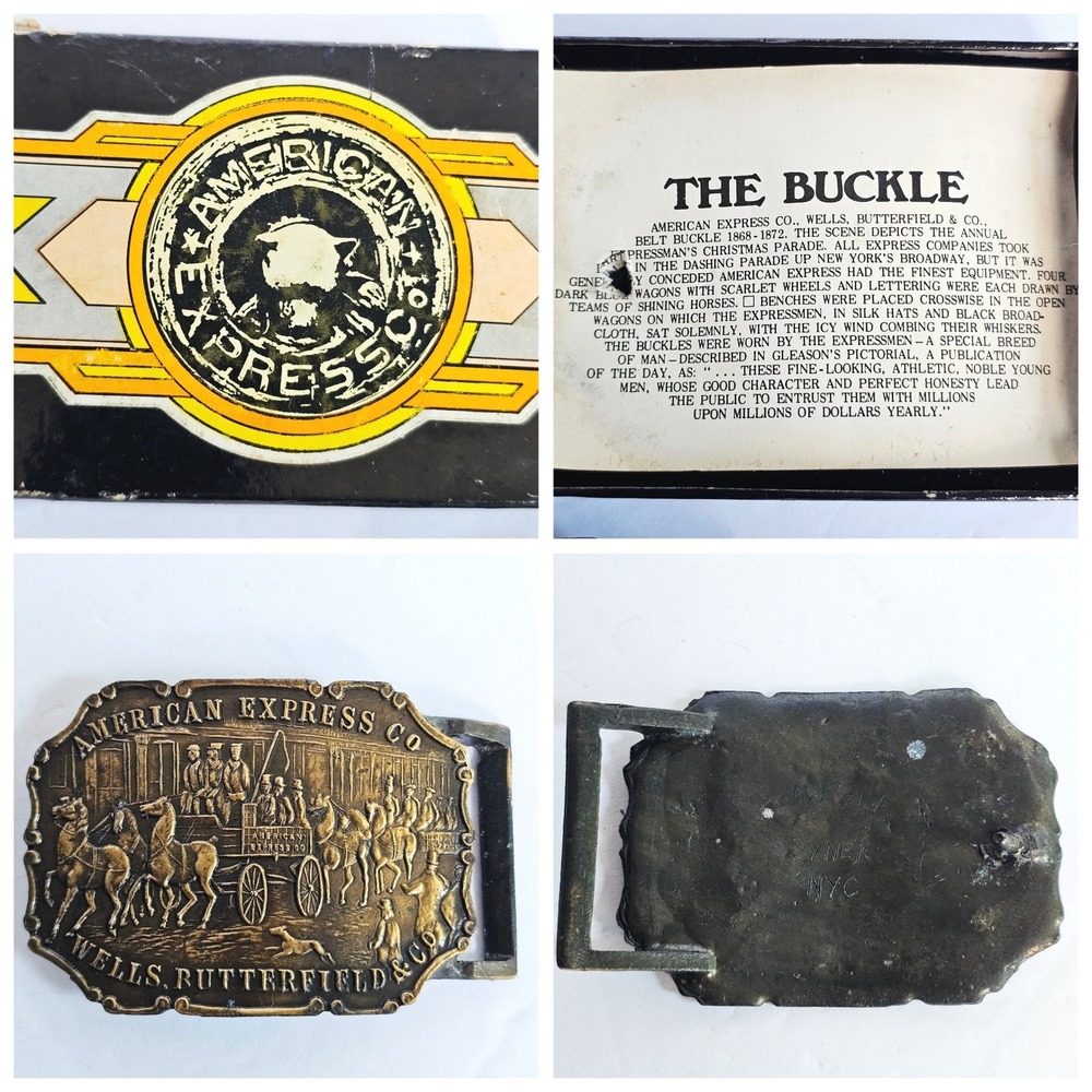 Vintage American Express Co Wells Butterfield Stagecoach Belt Buckle‎ Synek NYC